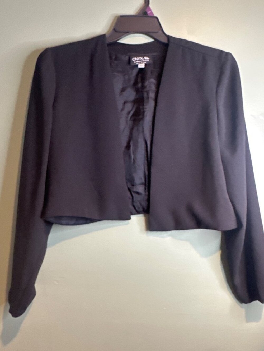 Onyx Nite Cropped Blazer  L Made USA Minimalist Quiet Luxury Career old money
